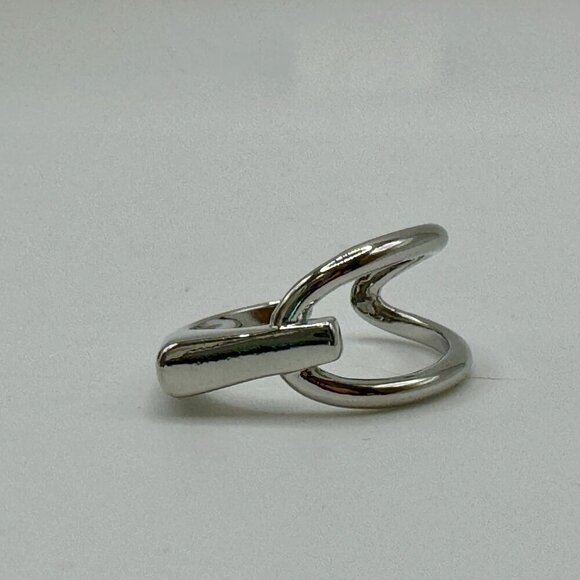 Sterling Silver 925 Adjustable Geometric Twist and Loop Ring #1447 - Picture 7 of 8